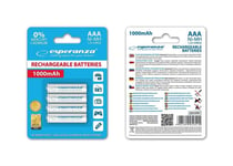 Ladattavat paristot Esperanza EZA102W Ni-MH AAA 1000MAH x4