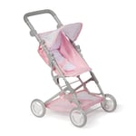 JC Toys Poussette Pliable, pour poupées jusqu'à 45 cm, idéale pour Jouer et se Promener, Rose avec décoration Florale, conçue par Berenguer, +3 Ans