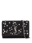 Pre-loved SAINT LAURENT Paris Suede Star Studded Chain Shoulder Bag, Black