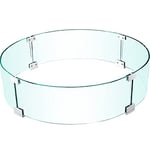 VEVOR Pare-Vent Rond en Verre Trempé Transparent 61 x 15 cm pour Foyer Brasero Épaisseur de 6 mm Coupe-Vent Pieds Stable Pare-Feu Flamme Poêle Table Patio Terrasse Fire Pit Wind Guard 24in