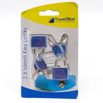 Travel Blue Twin Pack Identi Key Locks Travel Holidays Safe & Secure Blue NEW