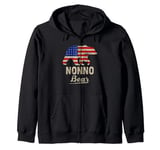 Nonno Bear American Flag Distress Fathers Day Gift For Men Zip Hoodie