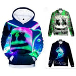 Barn Marshmello Neon Dj 3D-tryckt Hoodie Sweatshirt Jacka Tröja Svart Black 160cm (9-10Years)