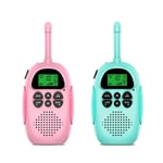 Återuppladdningsbar Walkie Talkie 2-pack (rosa, blå), Barn 3 km långdistans Walkie Talkie med LCD-ficklampa Leksakspresent för 3-12 pojkar flickor inomhus utomhus