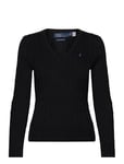 Cable-Knit Cotton V-Neck Sweater Tops Knitwear Jumpers Black Polo Ralph Lauren