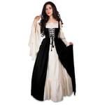 Medeltida punkklänning Cosplay Halloween kostymer Kvinnor Palace Karnevalsfest Förklädnad Prinsessa Kvinna Viktoriansk Vestido Robe Black 5XL