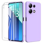 binandteam Coque pour Xiaomi Redmi Note 13 4G (6.67") avec 2 Verre Trempé Protection écran,Silicone Liquide TPU Ultra Premium Antichoc Housse pour Xiaomi Redmi Note 13 4G - Violet