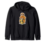 Sloth Playing Cajon Instrument Zip Hoodie