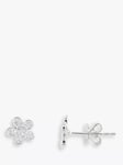 E.W Adams 18ct White Gold Diamond Flower Stud Earrings, White Gold