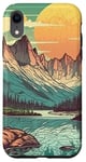 Coque pour iPhone XR Rocky Mountain Lake Vintage Paysage graphique