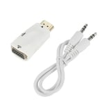 Convertisseur de câble compatible HDMI vers VGA,adaptateur mâle vers noteale,prise audio 2024mm,HD 3.5 P pour PC,ordinateur portable,tablette,1080 - Type White-with cable