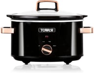 Tower T16018RG 3.5 Litre Stainless Steel Slow Cooker with 3 Heat Settings and