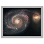 Hubble Space Telescope Image Whirlpool Galaxy M51 Companion Swirling Structures Dust Clouds Gas Spiral Staircases Pink Blue Star Birth Regions Art Pri