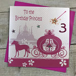 White Cotton Cards "Rose, Carrosse de Princesse, vers Le Anniversaire Princesse 7,6 cm Fait à la Main Filles 3ème Carte d'anniversaire