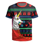 Kvinnor Män Jul Tryckt Kortärmad T-shirt Jumper Fest Xmas Pullover Topp C S