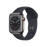 Apple Watch Series 8 GPS + Cellular 41mm Graphite Stainless Steel Case with Midnight Sport Band - Regular (tidigare 9.496 kr)