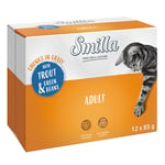 Økonomipakke 24 x 85 g Smilla biter med grønnsaker  - Adult med ørret og grønne bønner