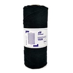 Leviatan Fil Naturel | Cordon Torsadé Simple Super Doux de 200 m | Corde en Fil de Coton 100% | Macramé pour Travaux Manuels | Mariage et Décorations de Noël | 3 mm x 200 m | Noir