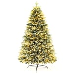 Sapin de Noël Artificiel en PE & PVC avec 250 LED (Ø env. 85 cm) avec Neige, 180CM, 1000 Pointes de Branches, Charnières en Métal & Base Pliable, Sapin de Noël pour Bureau, Magasin, Fête, Décoration