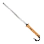 Fusil acier OPINEL, Longueur : 25 cm, Diamètre : 13 mm, Mèche acier, Finition polie, Manche : Hêtre verni, Utilisation : Pour la cuisine, pour l’entretien et l’affûtage régulier des couteaux