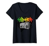 Womens Hip hop dance street art graffiti spray paint dancing dancer V-Neck T-Shirt