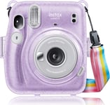 Housse de Protection pour Appareil Photo Instantané Fujifilm Instax Mini 11, Coque Tansparente Rigide en PVC Etui avec Sangle Amovible Sacoche de Rangement, Transparent Lavande.[G293]