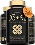 Vitamin D3 K2 Capsules - High Strength Vitamin D Tablets - 4000 IU Vitamin D & K