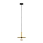 EGLO Suspension luminaire Escandell, lustre au style New Retro pour salon et salle à manger, lampe de plafond suspendue en métal noir et laiton brossé, douille E27, Ø 25 cm