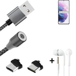 Câble de données + écouteurs pour Samsung Galaxy S21+ 5G SD888 a. USB de type