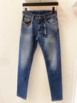 DIESEL Mens Slim Fit Jeans D - Strukt Solid Blue Size 27W 32L 00SPW5-R09DK