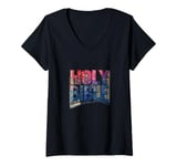 Womens Colorful and vibrant holy Bible Book Costume V-Neck T-Shirt