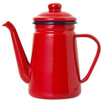 SNOWINSPRING 1.1L High-Grade Enamel Coffee Pot Pour over Milk Water Jug Pitcher Barista Teapot Kettle for Gas Stove and Induction Cooker Red