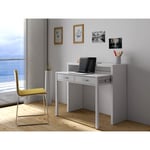 Bureau extensible 98,5x36 cm blanc mat avec deux tiroirs - Varsavia