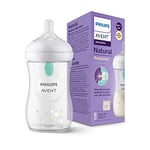 Philips Avent Biberon à Réponse Naturelle de 260 ml avec valve AirFree, sans BPA pour les bébés de 1 mois et +, motif ours (modèle SCY673/82)