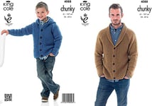 King Cole 4088 Knitting Pattern Cardigan and Hoodie in King Cole Big Value Chunky