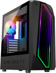 Infinity Dark | Boitier PC Gamer Noir RGB Moyen ATX | Tour PC Gaming Vide avec Paroi Latérale en Verre Trempée | Compatible ATX, mATX, ITX | 2 Ventilateurs PC 120 mm Dont 1 ARGB