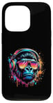 Coque pour iPhone 13 Pro Monkey DJ Disco Music Lover Gorilla Chimpanzee Casque audio