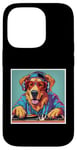 iPhone 14 Pro Golden Dog Music DJ Turntables Mixing Vinyl Records Graphic Case