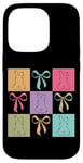 Coque pour iPhone 14 Pro Silhouette de lapin Couleurs pastel Blocs de Pâques