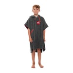 Red Original Kids Unisex Luxury Towelling Changing Robe, Surf Poncho Towel with Hood (Grey, S: for heights 122cm – 155 cm)