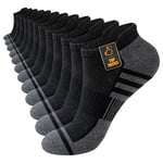 Stoeury Chaussette Homme Femme, Chaussettes Basses Courte, Lot de 6 Paires Soquettes Anti Ampoule Sport, Chaussettes Coton Respirant et Anti-transpiration pour Running, Travail, Noir, 43-46