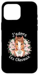 Coque pour iPhone 16 Pro Max Accessoires cheval équitation filles kawaii fleurs cavalière