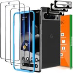 IMBZBK 3 Pièces Verre Trempé pour Google Pixel 8 Pro avec 3 Pièces Protection Camera Objectif, 9H Vitre Protection Ecran Pixel 8 Pro, Déverrouillage par Empreinte Digitale, Capteur de Température