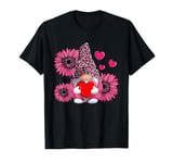 Cute Pink Gnome Sunflower Valentines Day T-Shirt