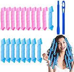 URAQT Hair Curlers Styling Kit, 30cm Hair Rollers, Heatless Spiral Curls Wave Style Rollers for Setting Hair with Styling Hooks, No Damage DIY Hair Styling Tools for Long & Short Hair (18 Pcs)