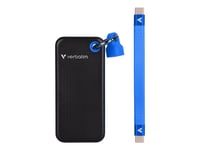 Verbatim Pocket - Ssd - 2 Tb - Nyckelring Med Kabelkoppling - Extern (Portabel) - M.2 - Usb 3.2 Gen 2 (Usb-C Kontakt) - Svart/Blå