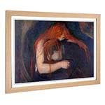 Big Box Art Framed Print of Edvard Munch The Vampire Design | Wall Art Picture | Home Decor for Kitchen, Living, Dining Room, Bedroom, Hallway, Office, Oak, A2 / 24.5x18 Inch / 62x45cm