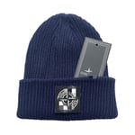 Stone Island Varm Ribbad Beanie med Kant 2024 Stickad Stretch Beanie Vinterhatt Herr Dam Present Navy