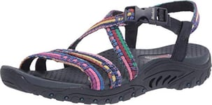 Skechers Femme Reggae-Sew Me-Boho Woven Strappy Slingback Sandale, Bleu Marine/Multicolore, 38 EU