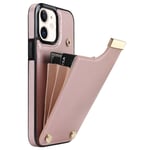 iPhone 12 Cover med kortholder - Rose Gold